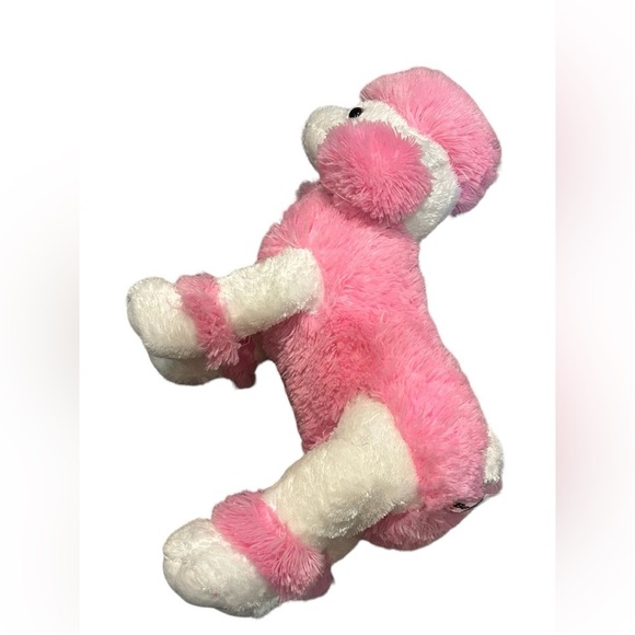 VTG Bear Factory Puppy Dog Poodle Plush Upright w/Pouch Pink White Fluffy 2001 - Picture 3 of 7
